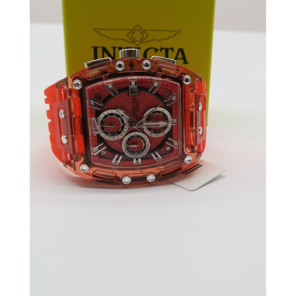 Invicta S1 Rally Mens Chronograph Watch 42mm Red Translucent Case 70142 New